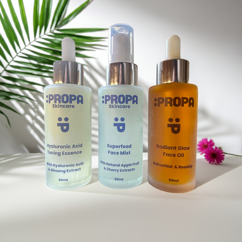 Enrich & Glow Skincare Bundle - with Superfood Toning Face Mist, Hyaluronic Acid Essence & Radiant Glow Face Oil - Propa Skincare 