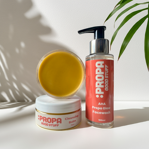 Cleansing Duo with AHA Propa Glow Facewash and our bestselling Cleansing Balm - Propa Good Stuff