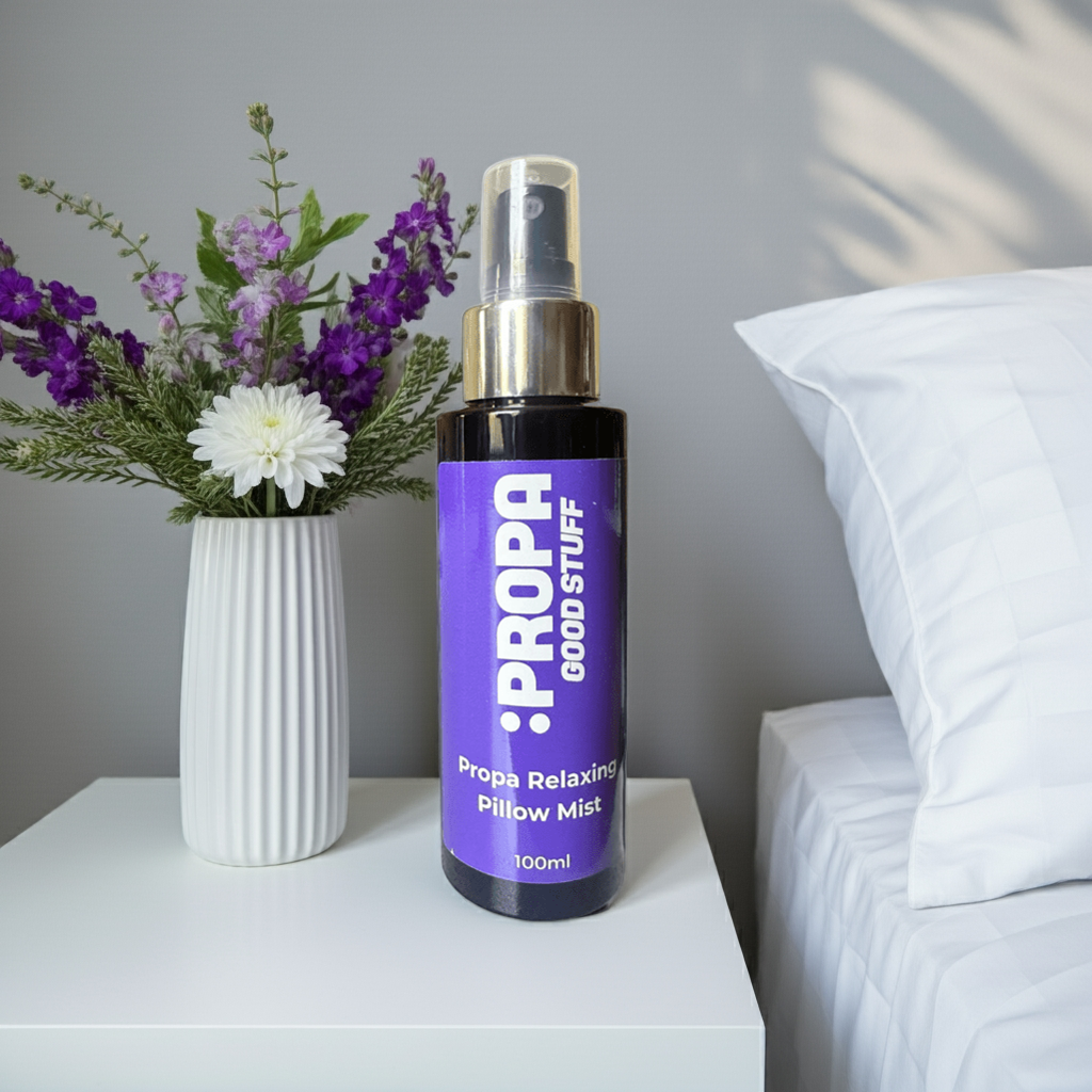 Relaxing Pillow Mist, scented with Lavender, Chamomile, Bergamot and Mandarin - Propa Good Stuff