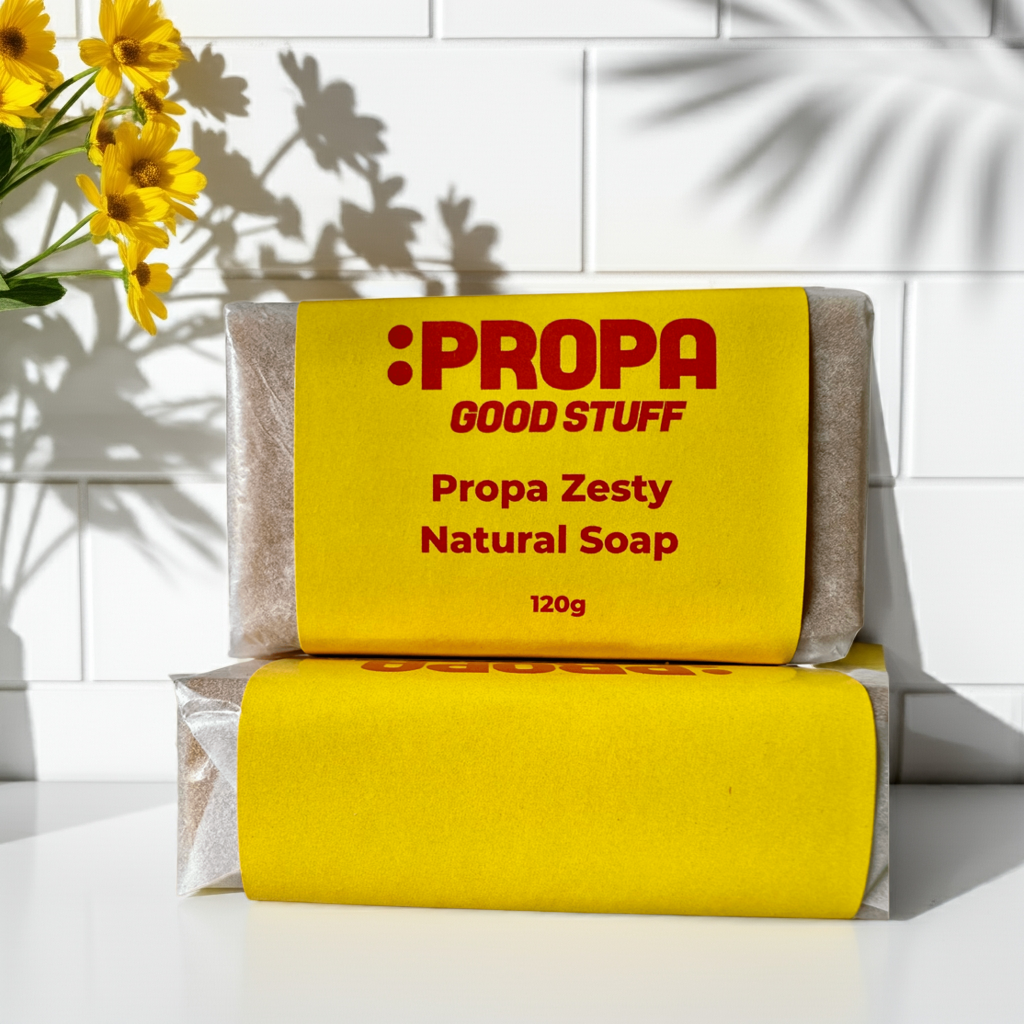 Propa Zesty luxury handmade soap, with cocoa & shea butters, scented with pink grapefruit, sweet orange & may chang - Propa Good Stuff